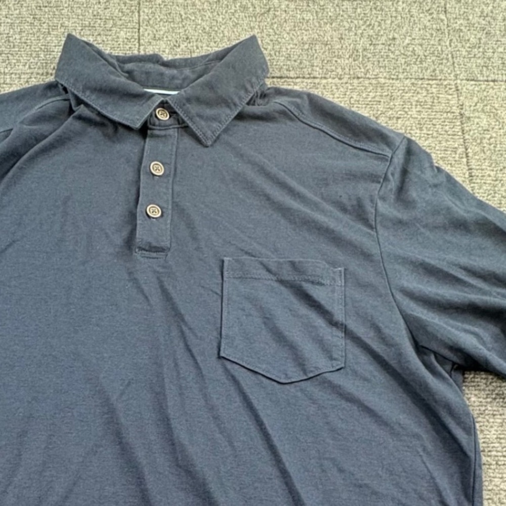 Tommy Bahama Mens Short Sleeve Polo Shirt Navy Blue Jersey Pocket Marlins Size M